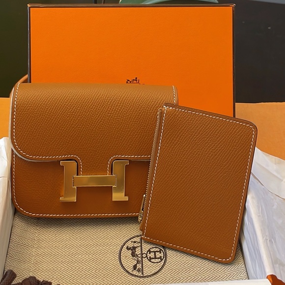 Hermes Constance Slim Wallet Waist Belt Bag Classic Color Gold Hardware! BNIB! - Picture 4 of 12
